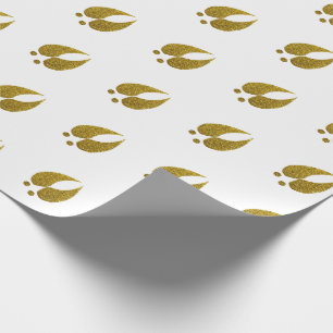 Rustic Elegant & Faux Gold Glitter Deer Tracks Wrapping Paper