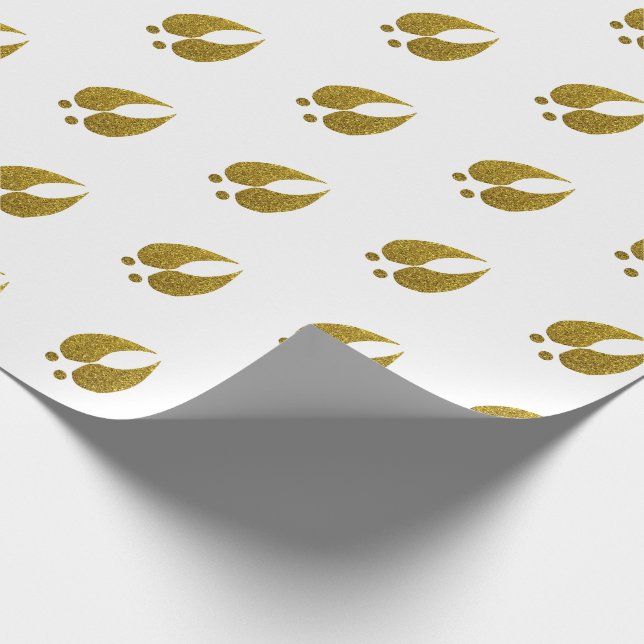 Rustic Elegant & Faux Gold Glitter Deer Tracks Wrapping Paper (Corner)