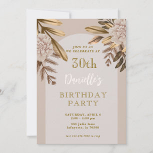 Rustic Elegant Floral 30th Birthday Invitations