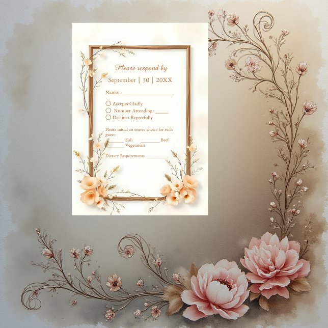 rustic Elegant Floral Neutral RSVP Card (Creator Uploaded)