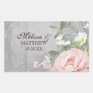 Rustic Elegant Floral Rectangular Sticker