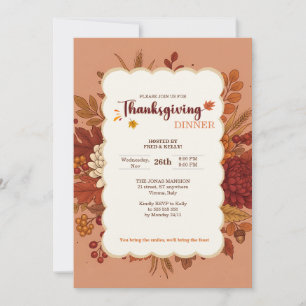 Rustic Elegant Floral Terracotta Invitation