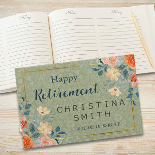 Rustic Elegant Floral Watercolor Retirement Party Guest Book