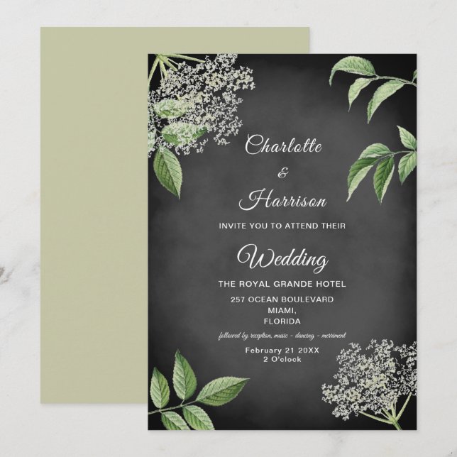 Rustic Elegant Floral Wedding Invitation (Front/Back)