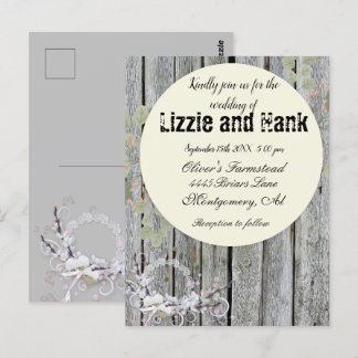 Rustic Elegant Floral Wedding Postcard