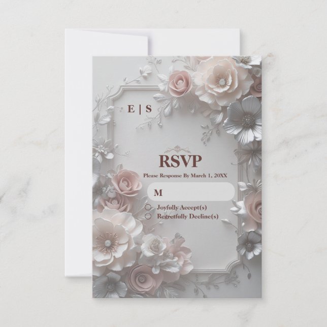 Rustic Elegant Floral Wedding RSVP Card (Front)