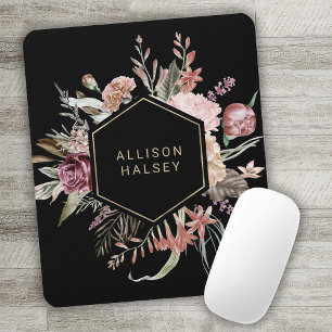 Rustic Elegant Floral with Geometric Frame Mouse Mat