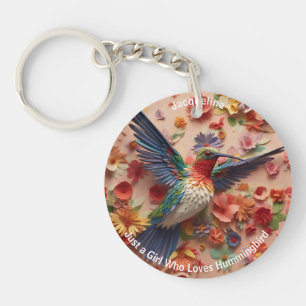 Rustic Elegant Funny Hummingbird Personalized Name Key Ring