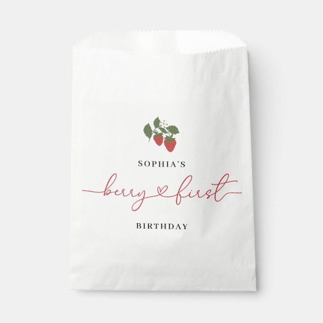 Rustic Elegant Girl's Berry First Birthday Party Favour Bags (Front)