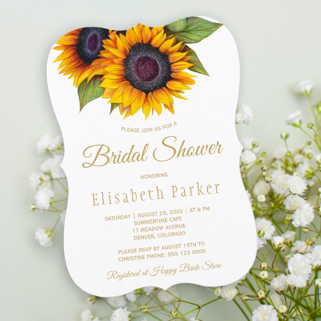 Rustic elegant gold sunflowers bridal shower invitation (Creator Uploaded)