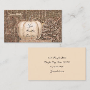 Rustic Elegant Gold White Fall Pumpkin Business Card