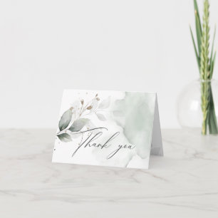 Rustic Elegant Green Watercolor  Thank You Card
