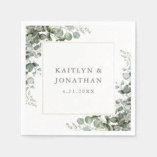 Rustic Elegant Greenery Eucalyptus Wedding Napkin