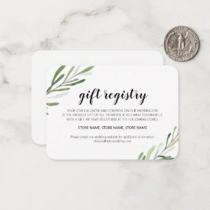 Rustic Elegant Greenery Gift Registry Card