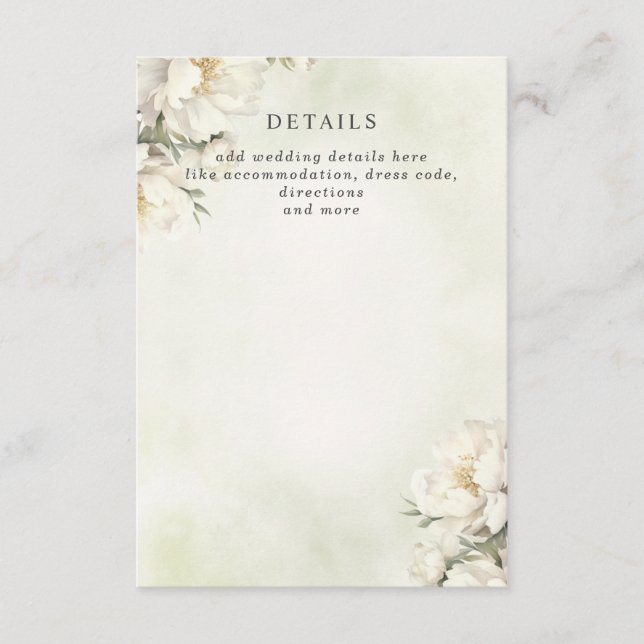 Rustic Elegant Greenery White Floral Wedding Enclosure Card (Front)