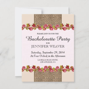 Rustic Elegant Jute, Roses, and Cream Design Invitation