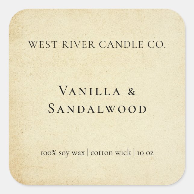 Rustic Elegant Kraft Paper Candle Label (Front)
