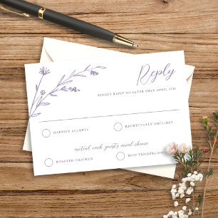 Rustic Elegant Lavender Wildflower Wedding  RSVP Card