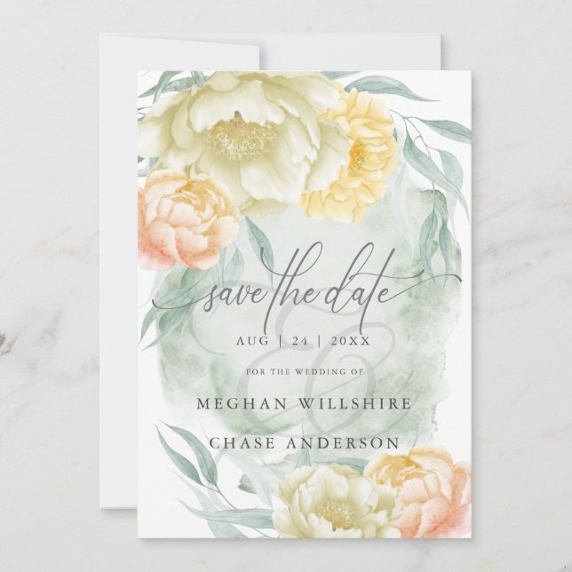 Rustic Elegant Lemon Yellow And Ivory Flowers  Invitation (Front)