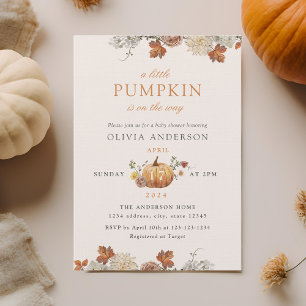 Rustic Elegant Little Pumpkin Fall Baby Shower Invitation