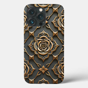 Rustic Elegant Metallic Rose iPhone 13 Pro Case