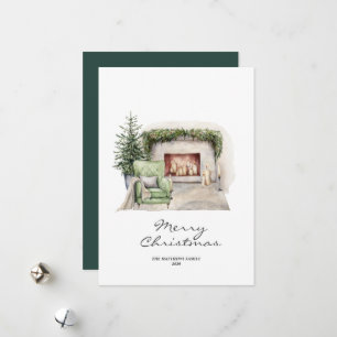 Rustic Elegant Minimal Cosy Home  Holiday Card