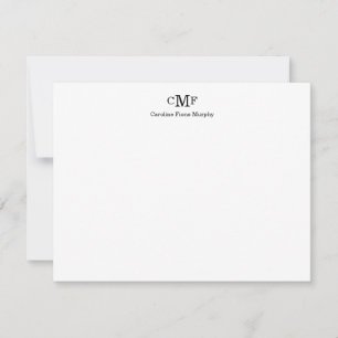 Rustic Elegant Modern 3 Monogram Black Stripes Card