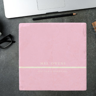 Rustic Elegant Modern Pink Teacher Gift Stone Coaster