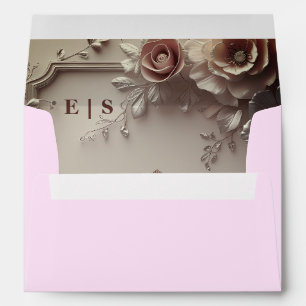 Rustic Elegant Monogram Floral Wedding Envelope