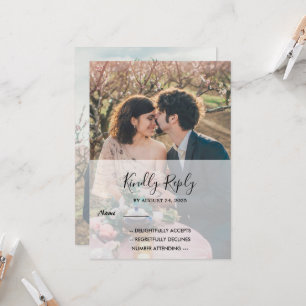 Rustic elegant monogram photo country Wedding RSVP Invitation