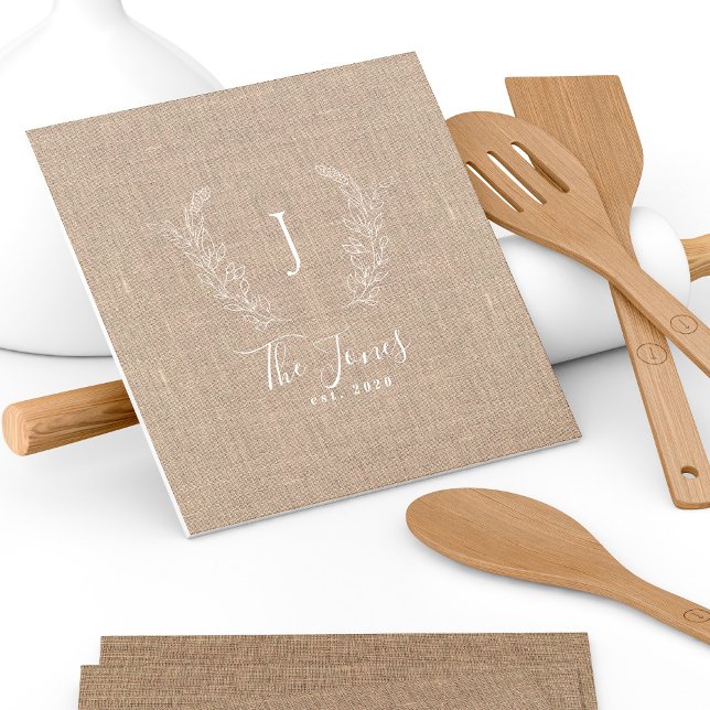 Rustic elegant monogrammed family name tile (Creator Uploaded)