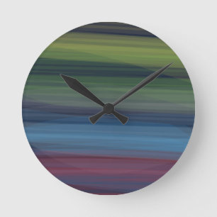 Rustic Elegant Multicolor Teal Round Clock