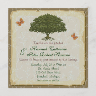 Rustic Elegant Oak Tree Wedding Invitation