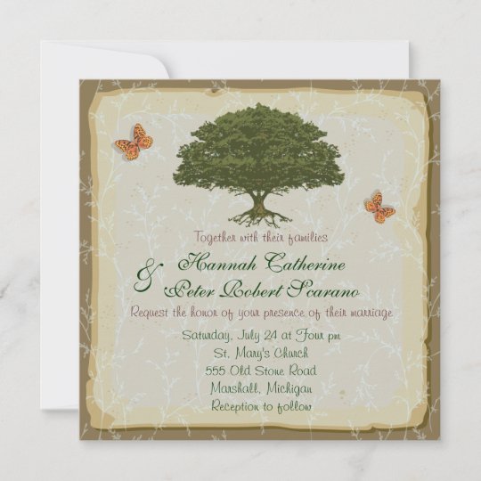 Rustic Elegant Oak Tree Wedding Invitation | Zazzle.co.uk