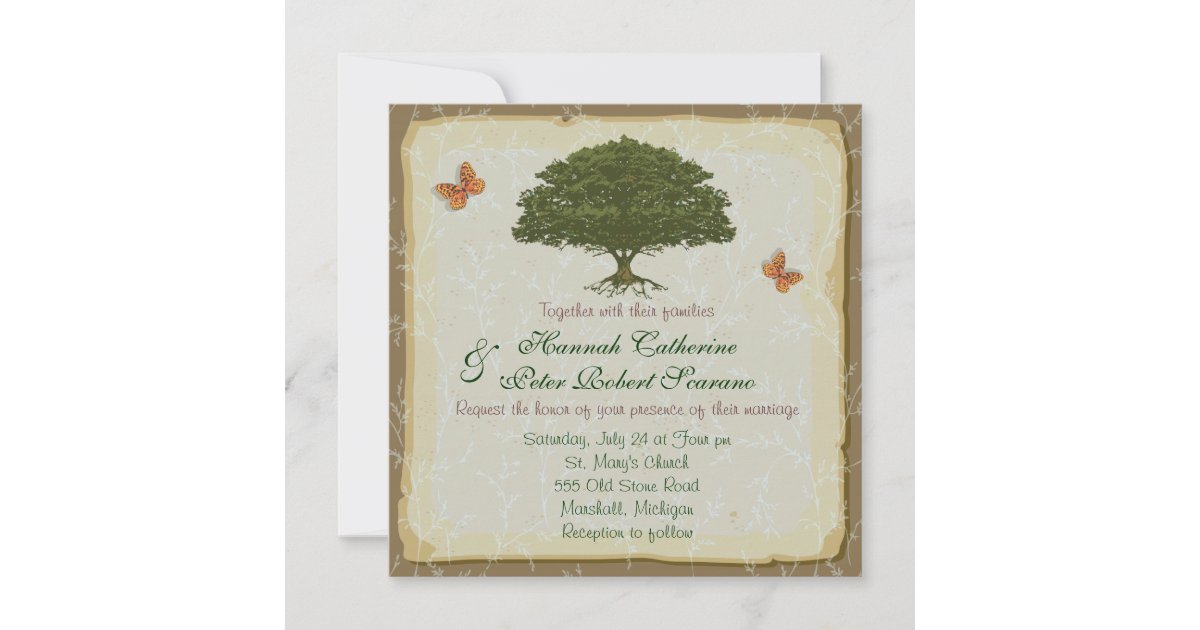 Rustic Elegant Oak Tree Wedding Invitation | Zazzle