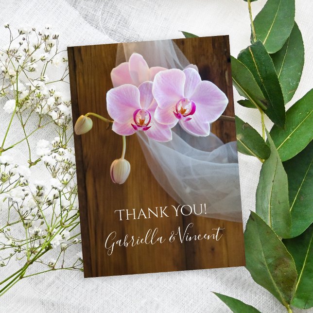 Rustic Elegant Orchids Barn Wedding Thank You Card (Creator Uploaded)