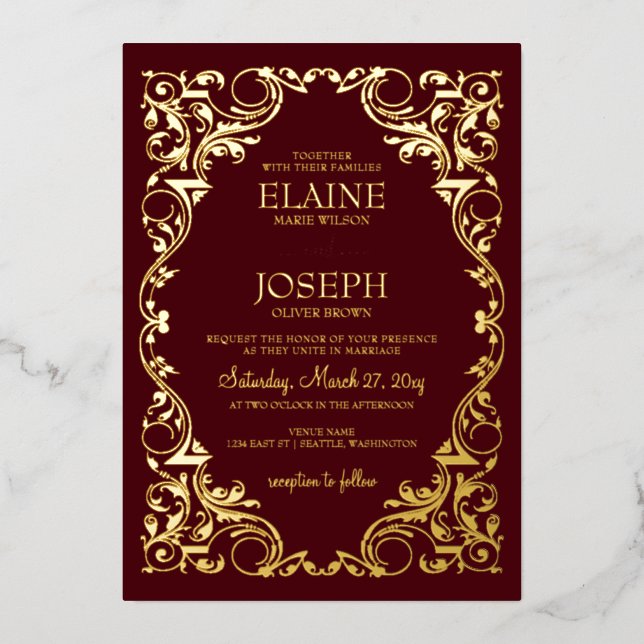 Rustic Elegant Ornate Burgundy Wedding (Front)
