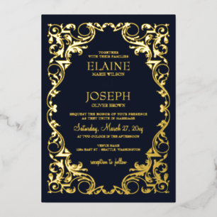 Rustic Elegant Ornate Frame Navy Wedding