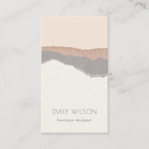 Rustic Elegant Pastel Blush Kraft Mountain Waves Business Card
