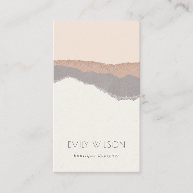 Rustic Elegant Pastel Blush Kraft Mountain Waves Business Card (Front)