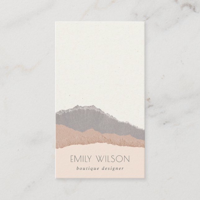 Rustic Elegant Pastel Blush Kraft Mountain Waves Business Card (Front)