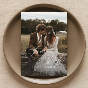 Rustic Elegant Photo Wedding Save the Date Invitation