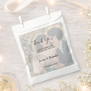 Rustic elegant photo wedding thank you favour bags