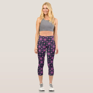 Rustic Elegant Pink and Black  Capri Leggings