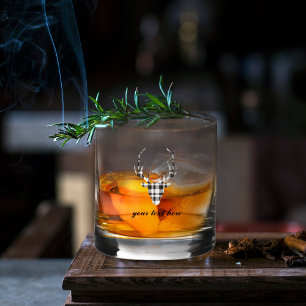 Rustic Elegant Plaid Deer Whiskey Glass