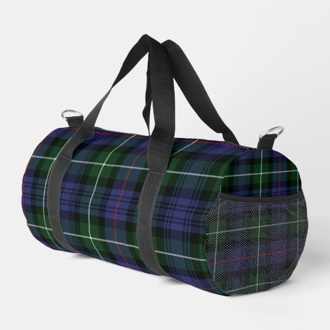 Rustic Elegant Plaid Purple and Green Tartan Duffle Bag (Right Corner)
