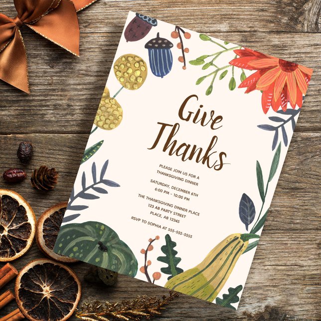 Rustic Elegant Pumkin Thanksgiving Dinner Party Postcard (Cute Thanksgiving floral mushroom fall Apron)