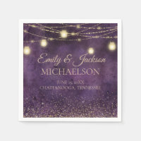 Rustic Elegant Purple Gold String Lights Wedding