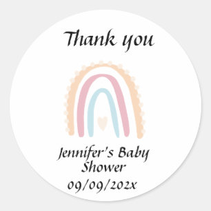 Rustic Elegant Rainbow Baby Shower Gender-neutral  Classic Round Sticker