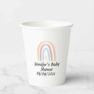 Rustic Elegant Rainbow Baby Shower Gender-neutral Paper Cups
